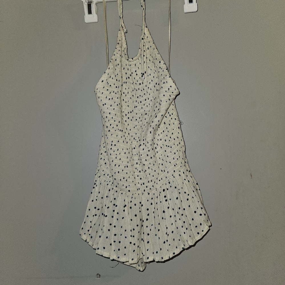 Patrons of Peace Cream and Black Polka Dot Crop Top